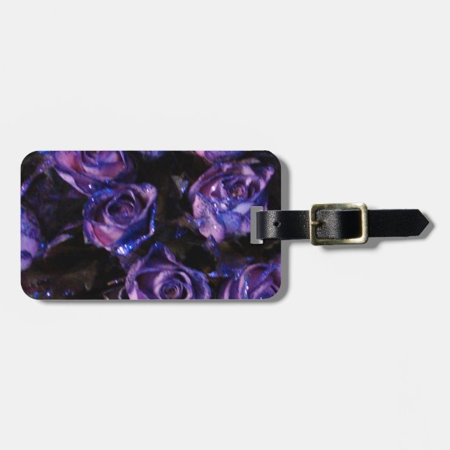 Étiquette À Bagage Amour romantique violet Valentine Parties scintill (Devant horizontal)