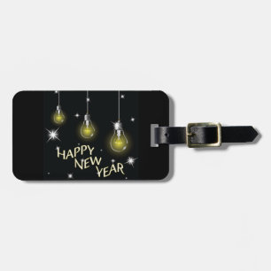 Étiquette À Bagage Ampoules Lumineuses Modernes Bonne Année