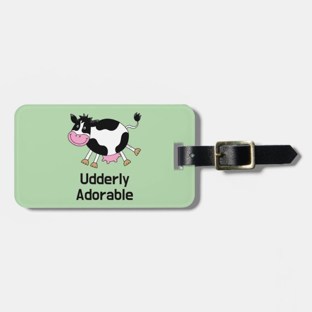 Étiquette À Bagage Amusant Cute Cow Pun Design de dessin (Devant horizontal)