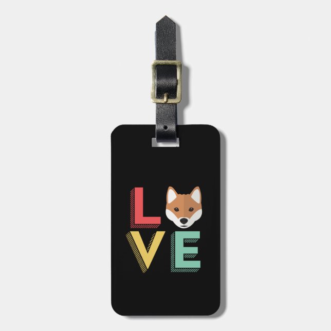 Étiquette À Bagage Amusant J'Aime Shiba Inu J'Aime Mon Chien Puppy Lo (Devant Vertical)