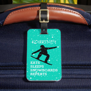 Étiquette À Bagage Amusante attention personnalisée du sac   Snowboar