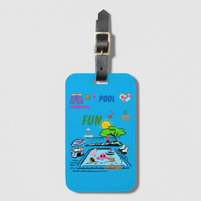 Étiquette À Bagage Amusement de piscine (Devant Vertical)