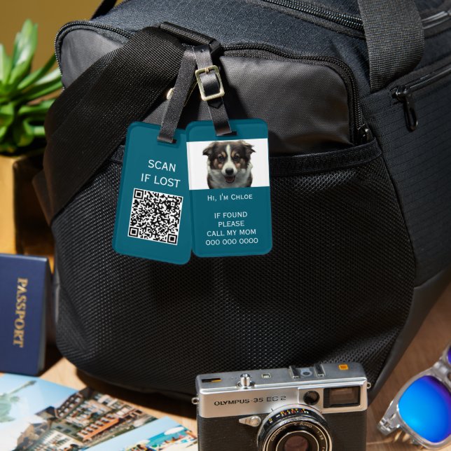 Étiquette À Bagage Analyser si le code QR est perdu nom de téléphone  (Recto & Verso)