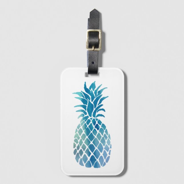 Étiquette À Bagage ananas bleu (Devant Vertical)