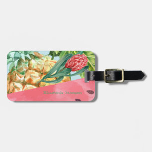 Étiquette À Bagage Ananas Pastèque Hibiscus Feuilles de Palmier Cool