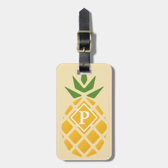 Étiquette À Bagage Ananas personnalisé | Jaune modifiable (Devant Vertical)