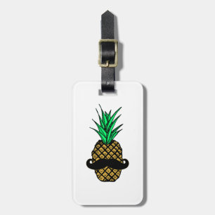 Étiquette À Bagage Ananas tropical drôle avec la moustache