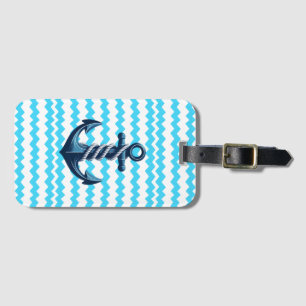 Étiquette À Bagage Ancrage bleu avec vagues bleues