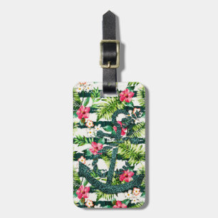 Étiquette À Bagage Ancre florale tropicale de parties scintillantes