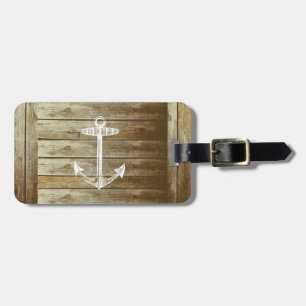Étiquette À Bagage Ancre nautique sur le graphique en bois