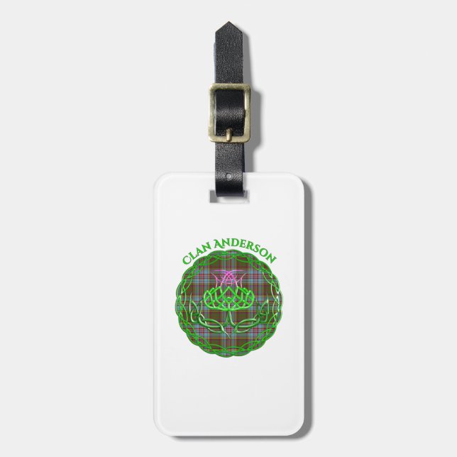 Étiquette À Bagage Anderson Tartan Celtic Thistle écossais (Devant Vertical)