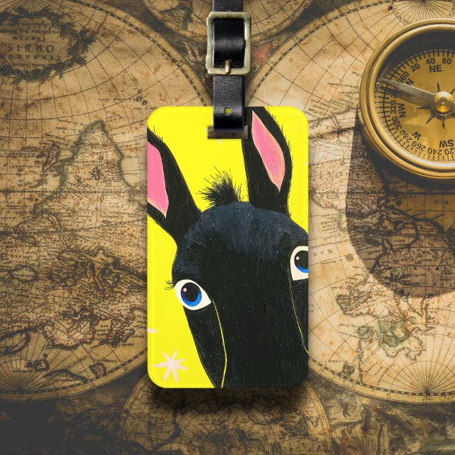 Étiquette À Bagage Âne noir drôle (Créateur téléchargé)