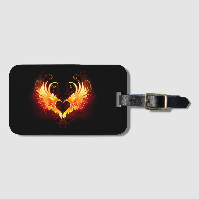 Étiquette À Bagage Angel Fire Heart with Wings (Devant Horizontal)