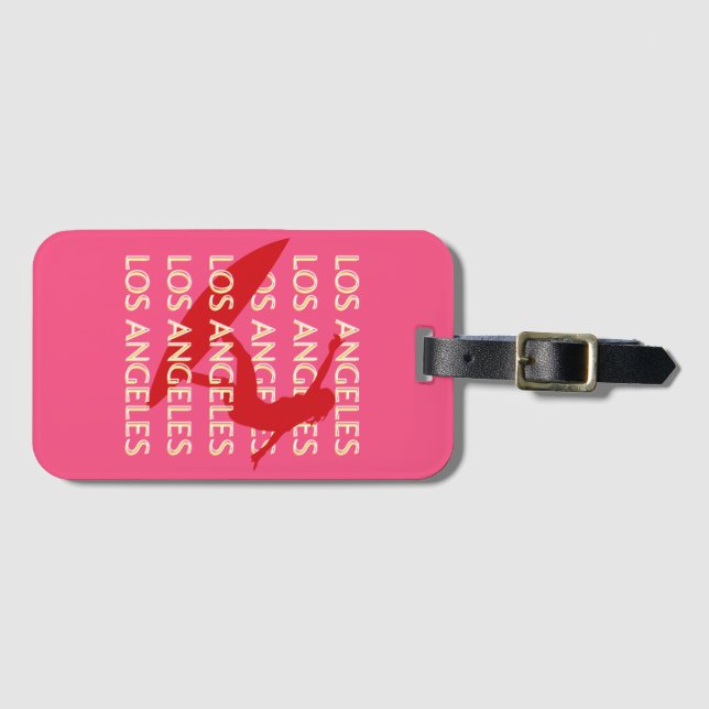 Étiquette À Bagage Angeles Travel Art, Californie, Travel Art, rose (Devant Horizontal)