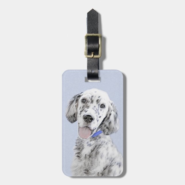 Étiquette À Bagage Anglais Setter Blue Belton Peinture Chien Art (Devant Vertical)