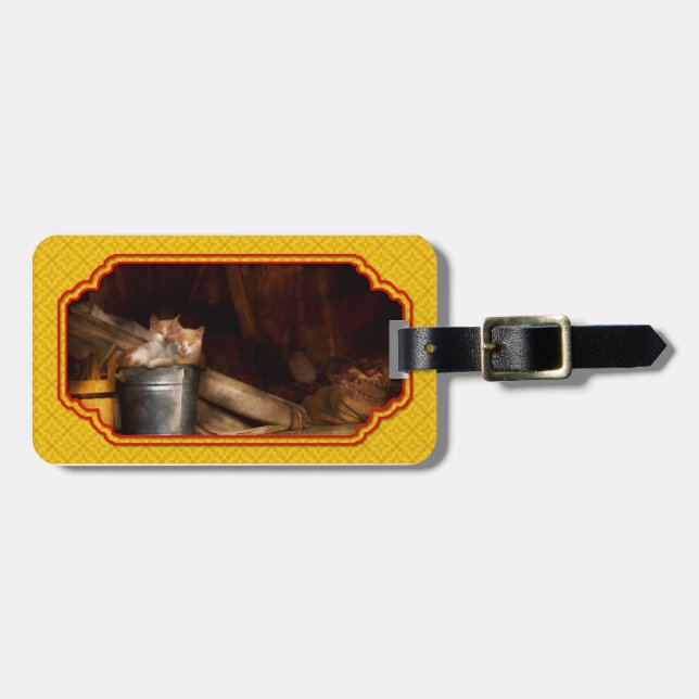 Étiquette À Bagage Animal - Chat - Seau de plaisir (Devant horizontal)