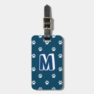 Étiquette À Bagage Animal monogramme bleu