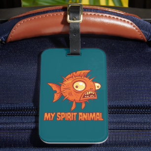 Étiquette À Bagage Animal Spirituel Poisson-Lune Anxieux et Original
