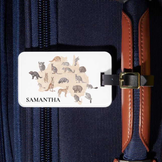 Étiquette À Bagage Animaux aquarelle d'Australie   (Insitu Rectoal 4)