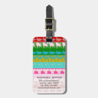 Étiquette À Bagage Animaux colorés rétro motif rayures modernes #4