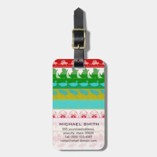 Étiquette À Bagage Animaux colorés rétro Stripes modernes Motif