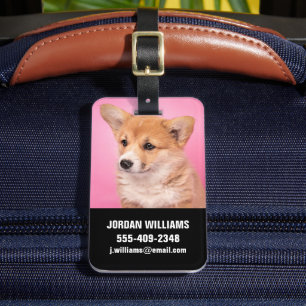 Étiquette À Bagage Animaux de bébés cutest   Corgi Chiot rose