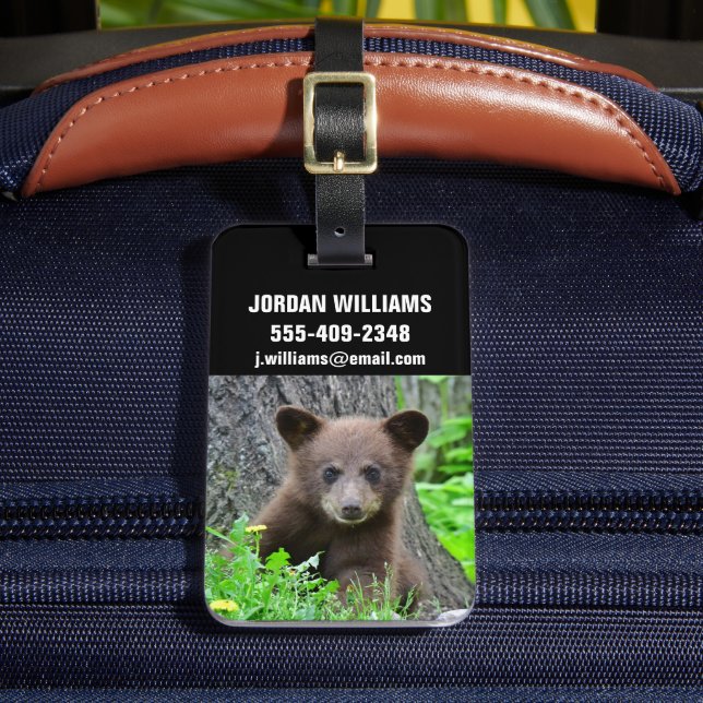 Étiquette À Bagage Animaux de bébés cutest | Cube d'ours Brown (Insitu Rectoal 2)