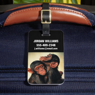 Étiquette À Bagage Animaux de bébés cutest Hug de chimpanzé