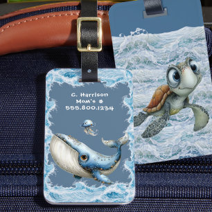 Étiquette À Bagage Animaux de mer mignons Enfants Voyage personnalisé