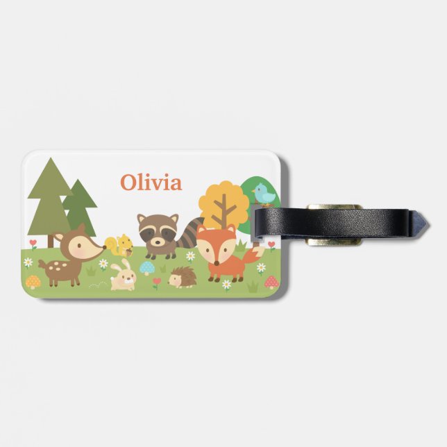 Étiquette À Bagage Animaux et créatures mignons de la forêt sylvestre (Dos horizontal)