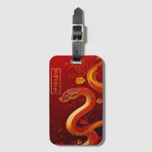 Étiquette À Bagage Année du serpent rouge et or