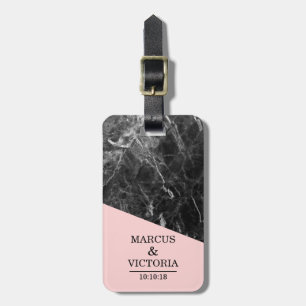 Étiquette À Bagage Anniversaire du Mariage en marbre noir