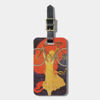 Étiquette À Bagage Annonce artistique de Paris de femme de vélo de