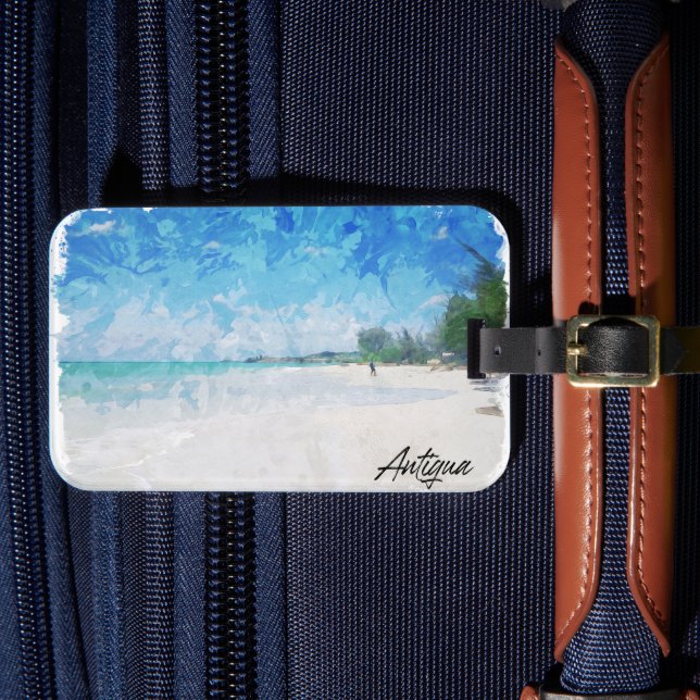 Étiquette À Bagage Antigua Caribbean Island tropical Panorama (Insitu Rectoal 4)