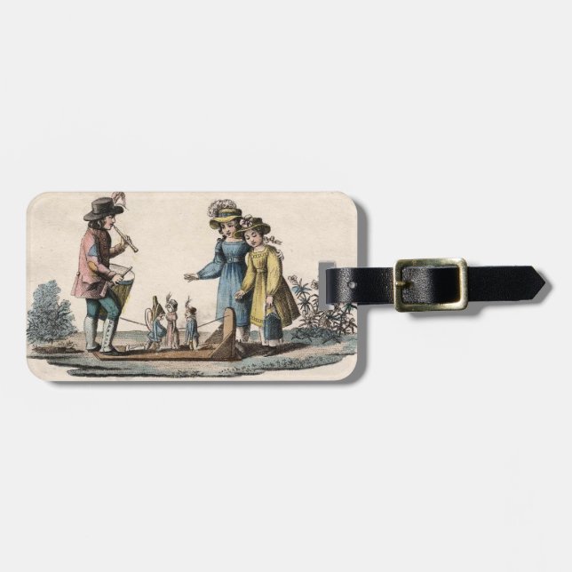 Étiquette À Bagage Antique Marionnette Enfants Spectacle Danse (Devant horizontal)