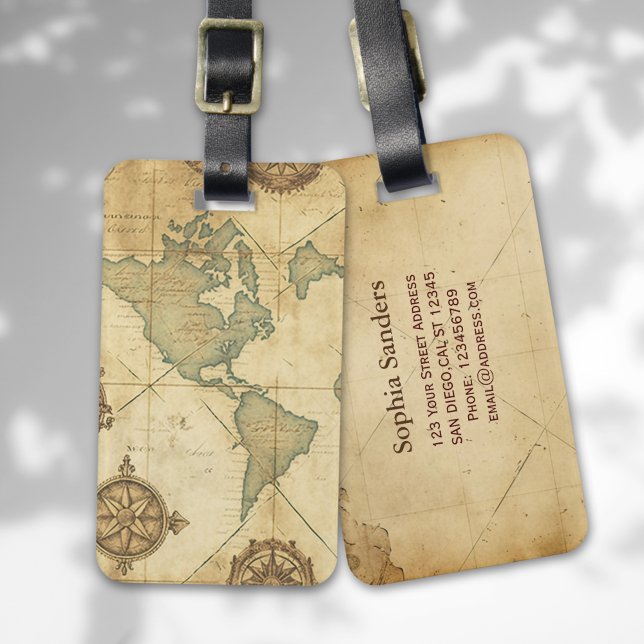 Étiquette À Bagage Antique Traveler Map (Créateur téléchargé)