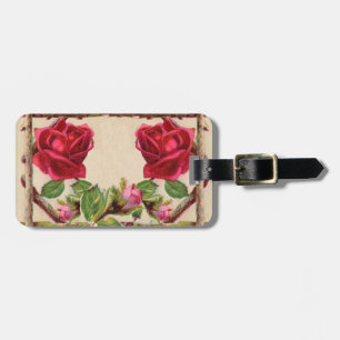 Étiquette À Bagage Antique victorienne vintage ancienne rose rustique
