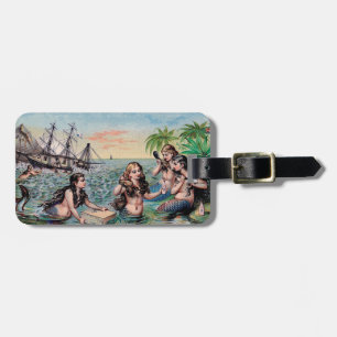 Étiquette À Bagage Antique Victoriens Sirènes Trésor Navire Vintage