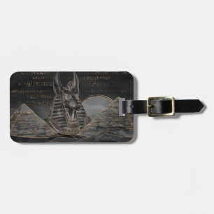 Étiquette À Bagage Anubis sur le paysage égyptien de pyramides