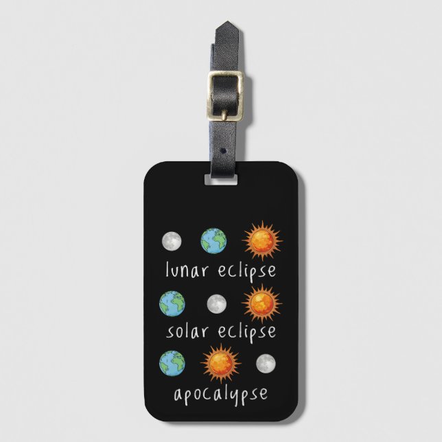 Étiquette À Bagage Apocalypse drôle d'éclipse lunaire solaire (Devant Vertical)
