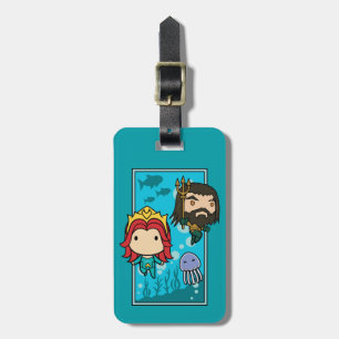 Étiquette À Bagage Aquaman Chibi Mera & Aquaman Graphisme sous-mari