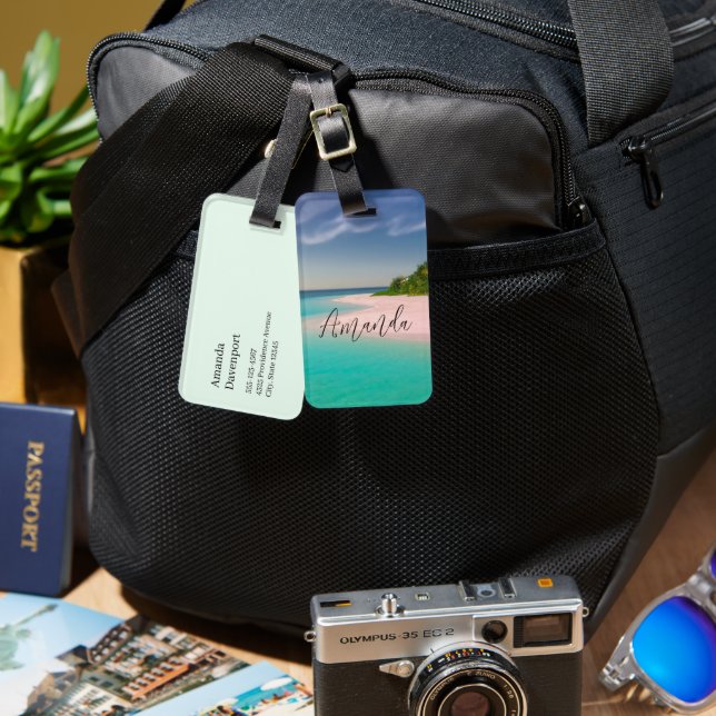 Étiquette À Bagage Aquamarine Ocean Tropical Beach Scenic (Recto & Verso)