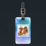 Étiquette À Bagage Aquarelle Abstraite bleue | Ajoutez votre nom<br><div class="desc">Abstract watercolor hand painted background © and® Bigstock® - All Rights Reserved. | Create your own watercolor merchandise on Zazzle. Try adding your own text to create a one-of-a-chilct ! It's easy to personalize your own item,  has no minimum orders & is custom produced when you order !</div>