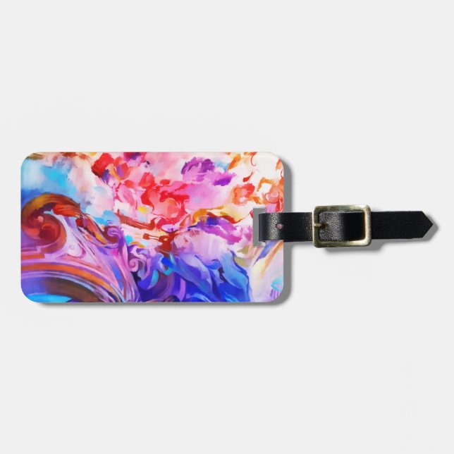 Étiquette À Bagage Aquarelle Abstraite couleur brosse Art (Devant horizontal)