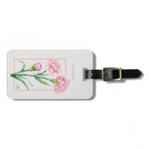 Aquarelle botanique d'œillet rose personnalisé