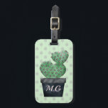 Étiquette À Bagage Aquarelle Cactus en pot Plante<br><div class="desc">Douce étiquette à bagages monogrammed avec aquarelle cactus art.</div>