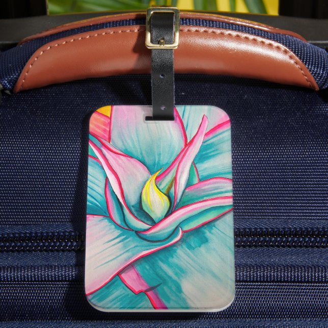 Étiquette À Bagage Aquarelle d'agave succulent art (Insitu Rectoal 2)
