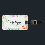 Étiquette À Bagage Aquarelle Dainty Cadre Floral Personnalisé<br><div class="desc">Marque à bagages féminine et élégante avec une aquarelle fantaisie illustrant des pivoines pastel. Cette conception est disponible dans d'autres produits.</div>