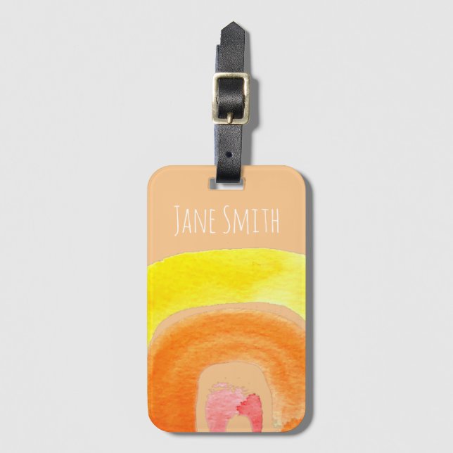 Étiquette À Bagage Aquarelle d'amour arc-en-ciel orange (Devant Vertical)
