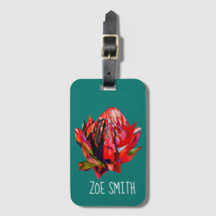 Étiquette À Bagage Aquarelle de fleurs indigènes de Waratah